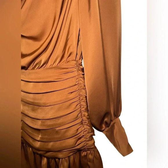 Ramy Brook Camilla Copper Satin Cowl Neck Mini Dress Size 2 NWT - Picture 6 of 9